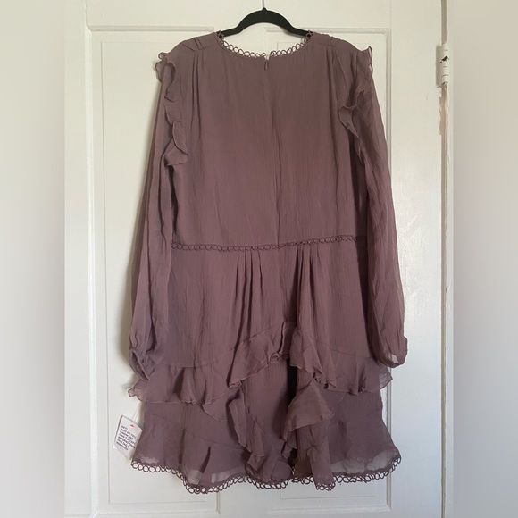 ASOS DESIGN Curve mini dress w/ long sleeve and circle trim in mauve US 18/UK 22 - Picture 6 of 9